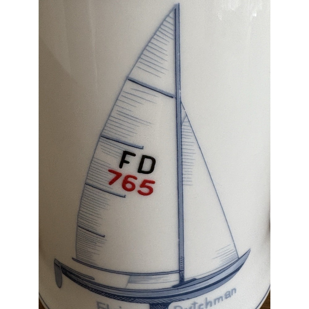 JKW Bavaria Sailboat Nautical Mug Cup 1950 Flying Dutchman /Finn West Germany 5" - Picture 12 of 16